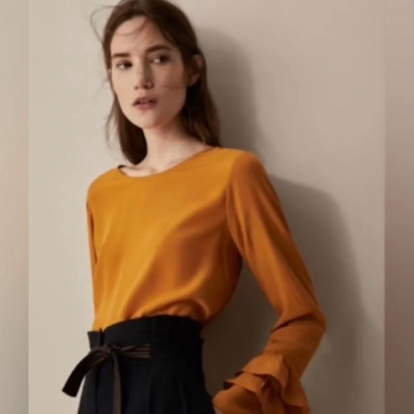 Massimo Dutti Mustard Blouse | Size L - Picture 1 of 9